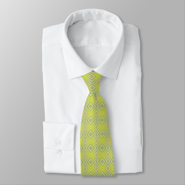 Lemon Lime Alternative Diamond Pattern Tie (Tied)
