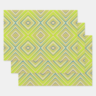 Lemon Lime Alternative Diamond Pattern Wrapping Paper Sheet