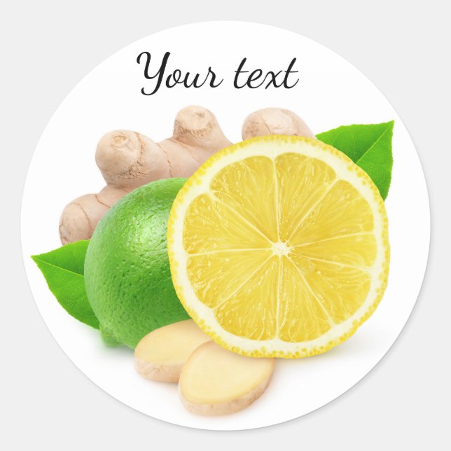 Lemon, lime and ginger classic round sticker (Front)