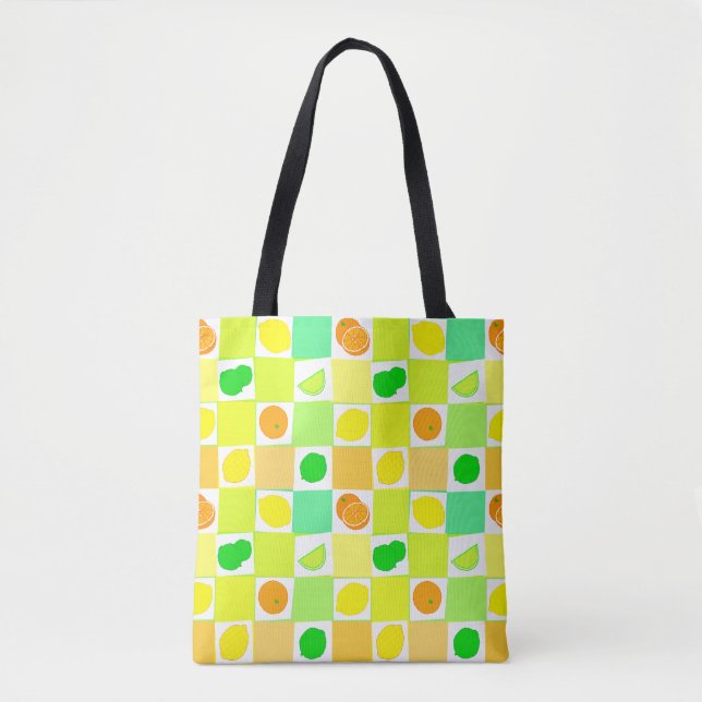 Lemon, Lime and Orange Citrus Fruit Slices Pattern Tote Bag (Front)