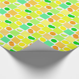 Lemon, Lime and Orange Citrus Fruit Slices Pattern Wrapping Paper