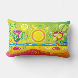 Lemon Lime Beach Cocktails Lumbar Cushion