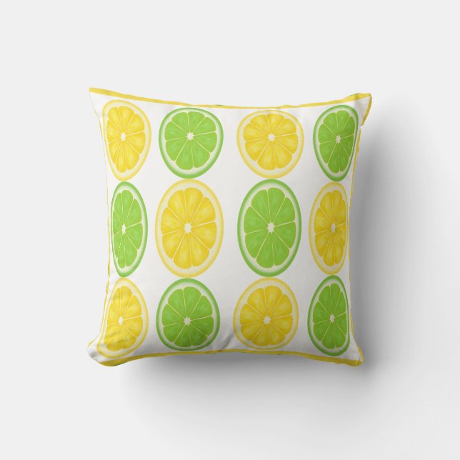 Lemon Lime Citrus Pattern Pillow (Front)