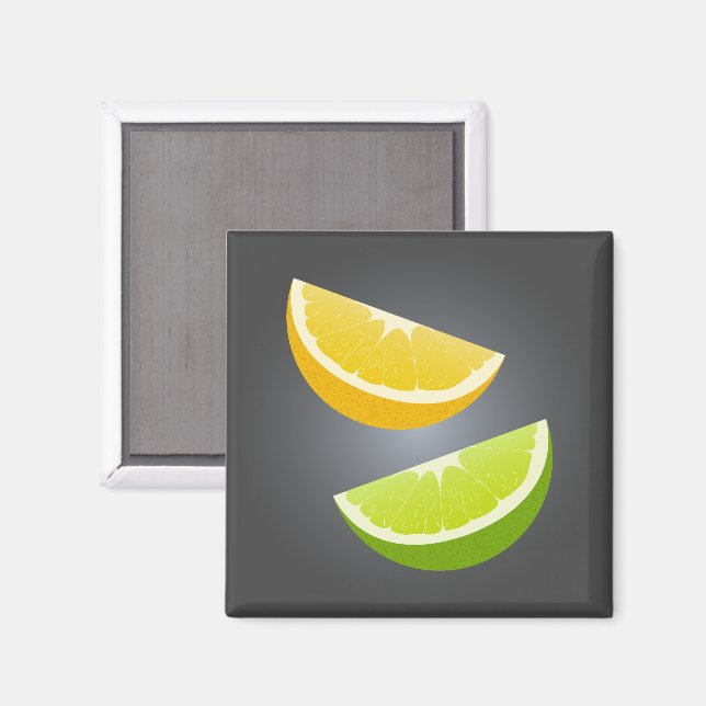 Lemon & Lime Citrus Slice Refrigerator Magnet (Front/Back)