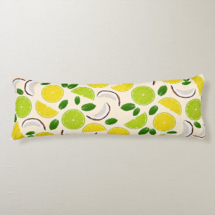 Lemon lime coconut and mint happy cheerful pattern body cushion