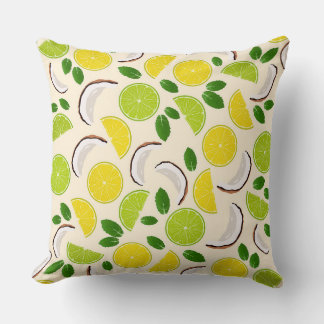Lemon lime coconut and mint happy cheerful pattern cushion