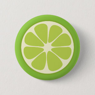 Lemon Lime Green Juicy Summer Citrus Fruit Slice 6 Cm Round Badge