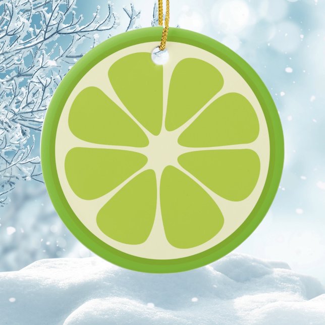 Lemon Lime Green Juicy Summer Citrus Fruit Slice Ceramic Tree Decoration (Creator Uploaded)