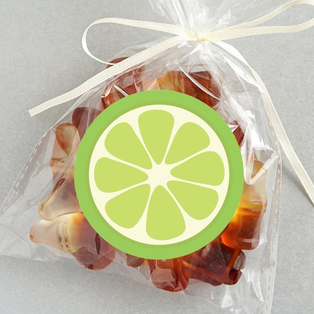 Lemon Lime Green Juicy Summer Citrus Fruit Slice Classic Round Sticker (Creator Uploaded)