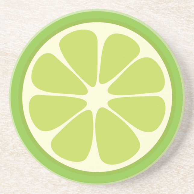 Lemon Lime Green Juicy Summer Citrus Fruit Slice Coaster (Front)