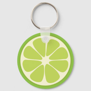 Lemon Lime Green Juicy Summer Citrus Fruit Slice Key Ring