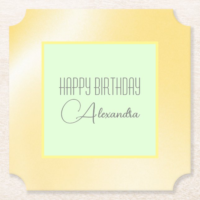 Lemon Lime "Happy Birthday" Paper Coaster (Front)