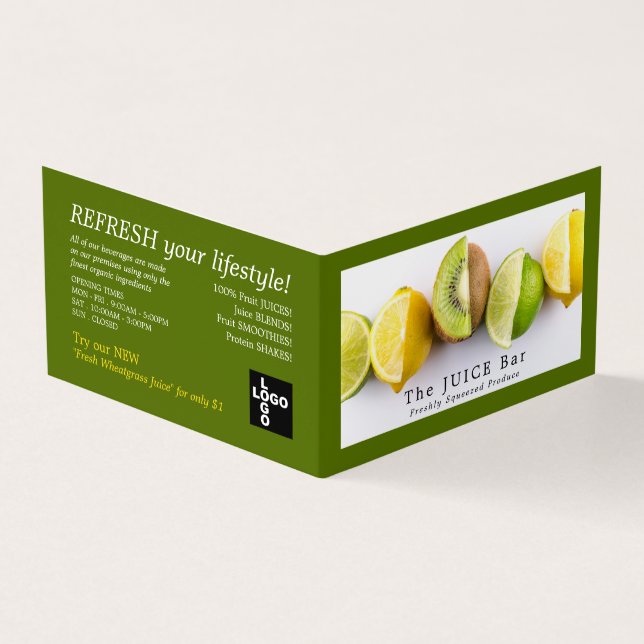 Lemon, Lime & Kiwi, Juice Bar, Detailed Business Card (Outside)