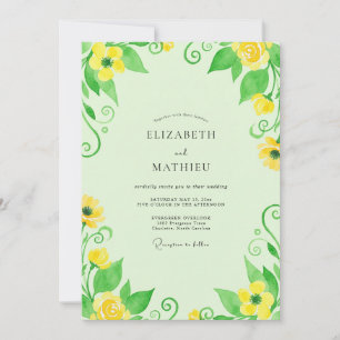 Lemon Lime Leafy Wedding Invitation
