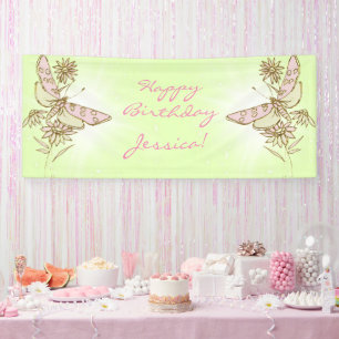 Lemon LIme PInk Butterfly Banner