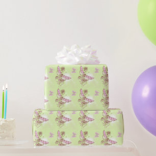 Lemon Lime Pink Butterfly Wrapping Paper