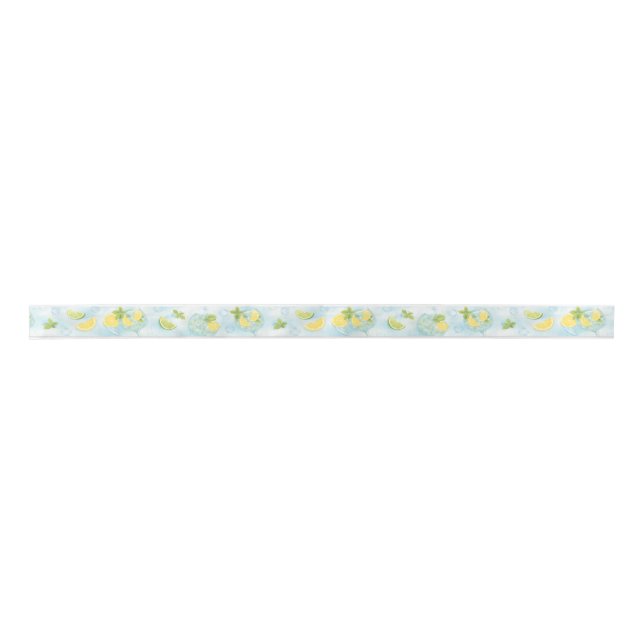Lemon Lime Plaid Ribbon | Gin & Tonic Party Style Satin Ribbon (Front)