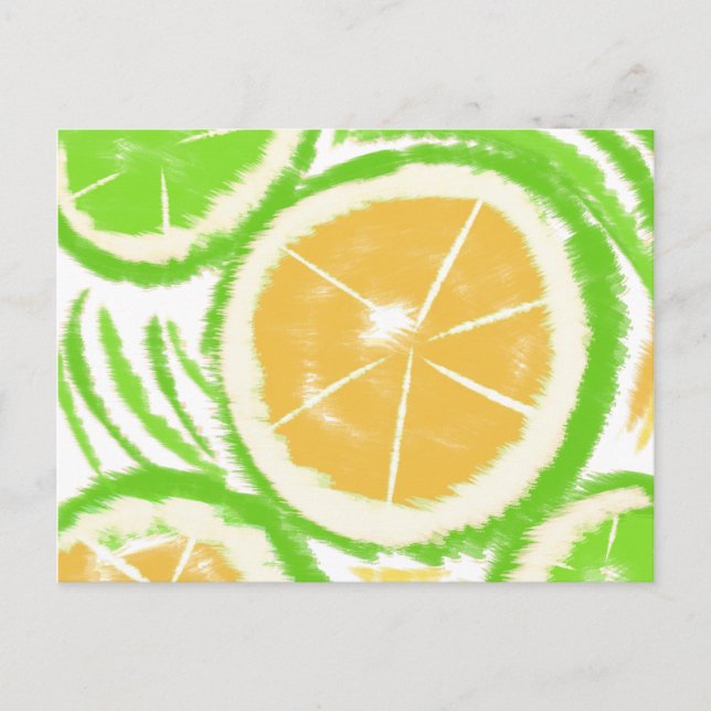 Lemon Lime Slice Abstract Tie Dye Postcard (Front)