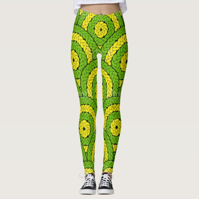 Lemon-Lime Tropical Rope Leggings (Front)