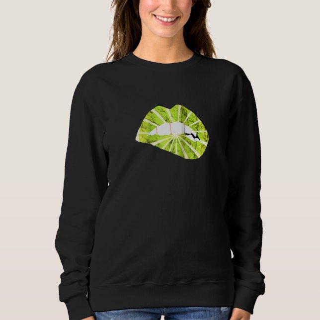 Lemon Lips Sour Lime Lipstick Lemonade Kissing Fru Sweatshirt (Front)