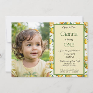 Lemon Little Cutie Photo Birthday Invitation