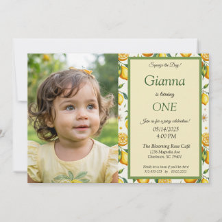 Lemon Little Cutie Photo Birthday Invitation