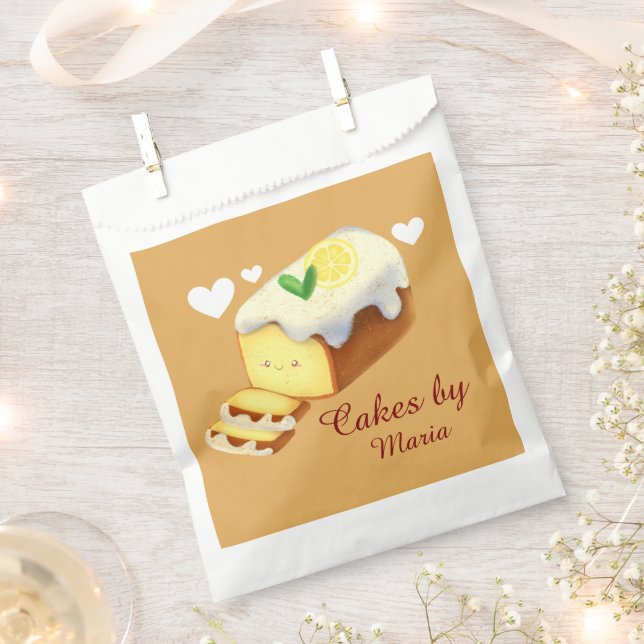 Lemon Loaf Cake Bread With Icing Favour Bags (Clipped)