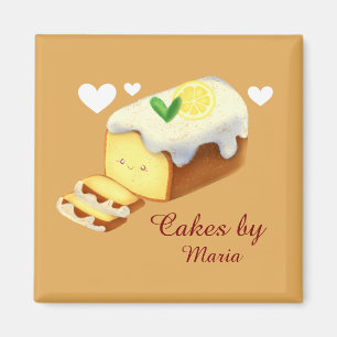 Lemon Loaf Cake Bread With Icing Magnet