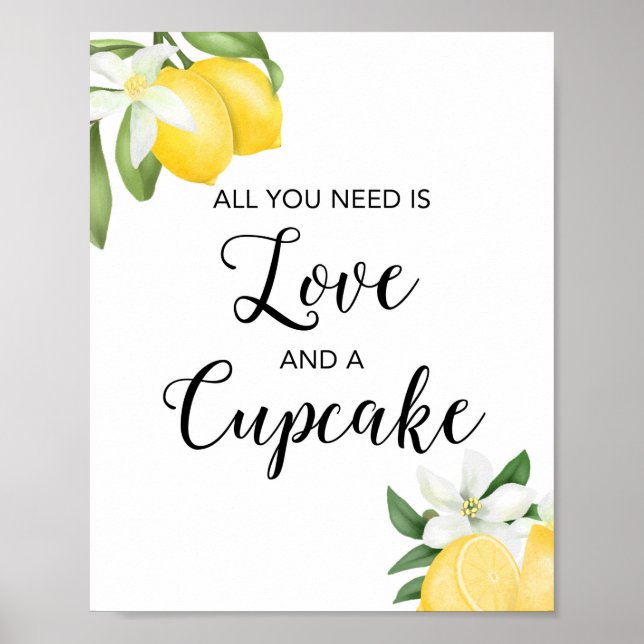 Lemon Love & a Cupcake Bridal Shower Sign (Front)