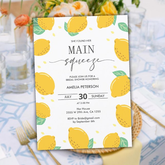 Lemon Love Bridal Shower Main Squeeze Citrus Invitation (Lemon Love Bridal Shower Main Squeeze Citrus Invitation)