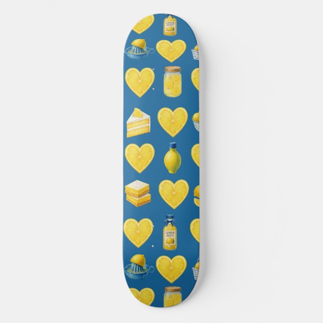 Lemon Love Pattern Skateboard (Front)