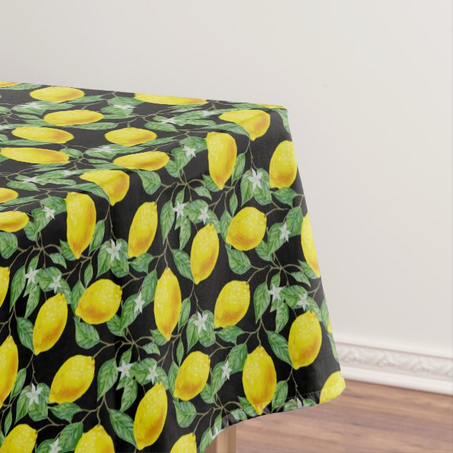 Lemon Lush Small Print Tablecloth (In Situ)