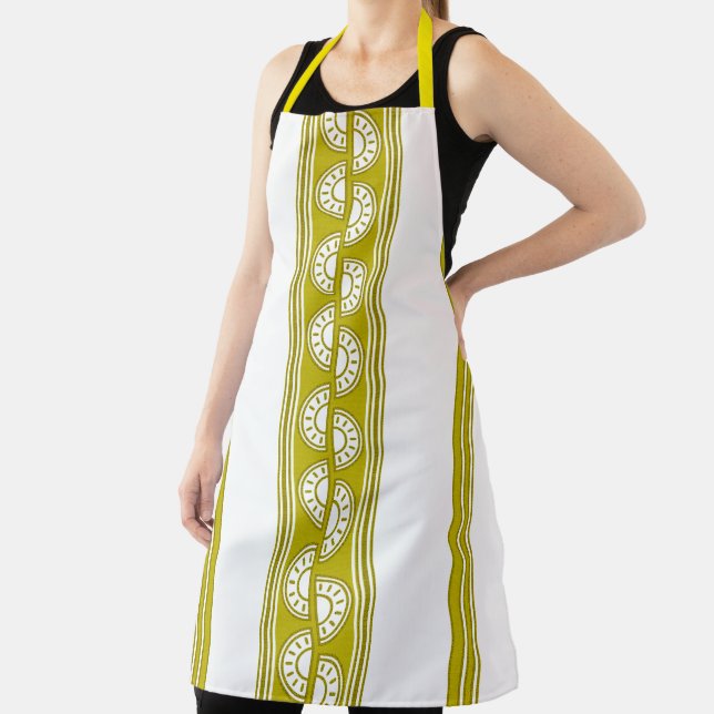 Lemon Luxury Jacquard Stripes Apron (Insitu)