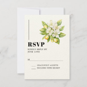 Lemon & Magnolia Floral Citrus Wedding RSVP Card