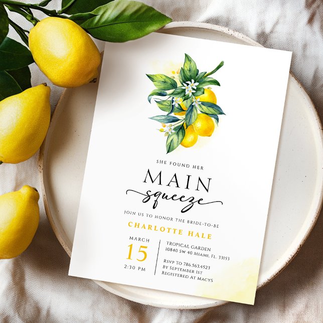 Lemon Main Squeeze Bridal Shower Invitation (Creator Uploaded)