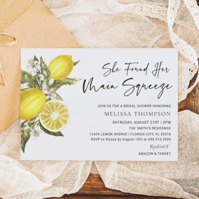 Lemon Main Squeeze Bridal Shower Invitation (Creator Uploaded)