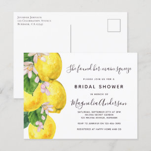 Lemon Main Squeeze Bridal Shower Invitation Postcard