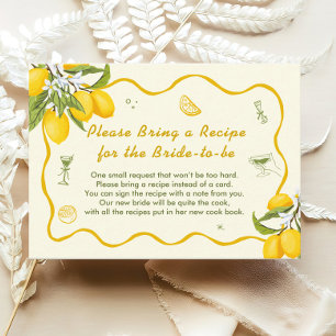 Lemon Main Squeeze Bridal Shower Recipe Request Enclosure Card