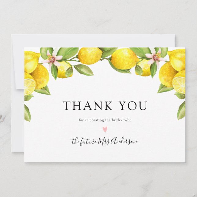 Lemon Main Squeeze Bridal Shower Thank You (Front)