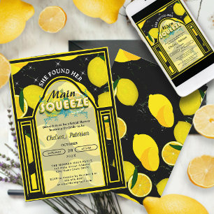 Lemon Main Squeeze Elegant Arch Black and Yellow Invitation