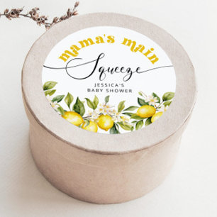 Lemon mamas main squeeze baby shower classic round sticker
