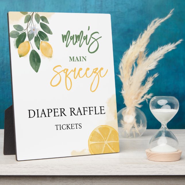Lemon Mama's Squeeze Diaper Raffle Baby Shower Plaque (Side)