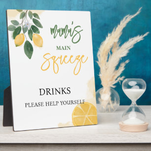 Lemon Mama's Squeeze Drinks Sign Baby Shower Plaque