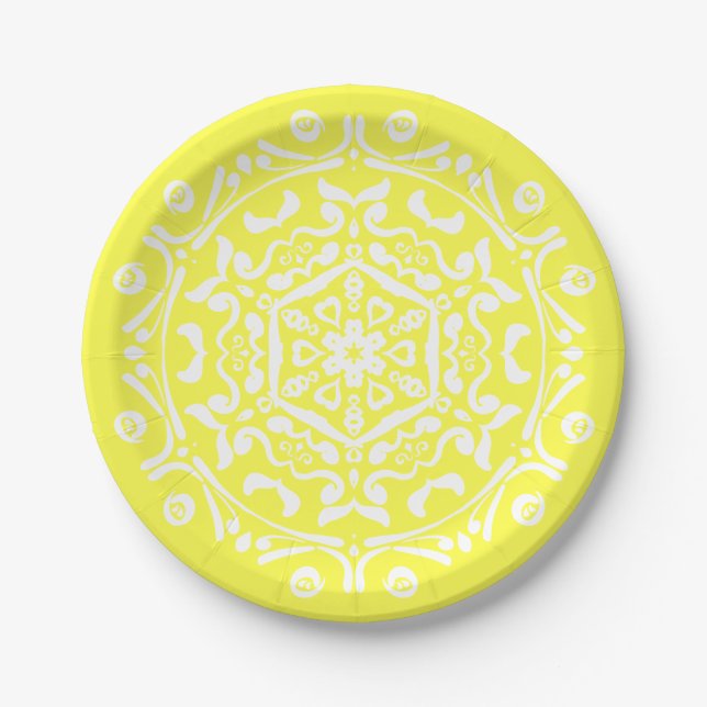Lemon Mandala Paper Plate (Front)