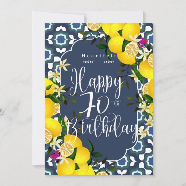 Lemon Mediterranean 70th Birthday Navy Blue (Front)