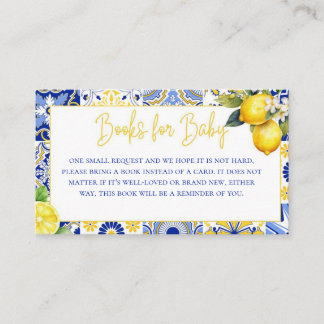 Lemon Mediterranean Baby Shower Book Request Enclosure Card
