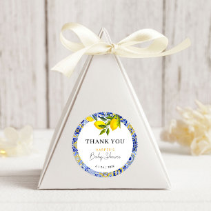 Lemon Mediterranean Baby Shower Thank You Favour Classic Round Sticker