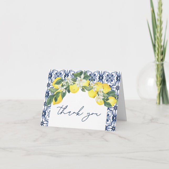 Lemon Mediterranean Blank Thank You Card (Front)