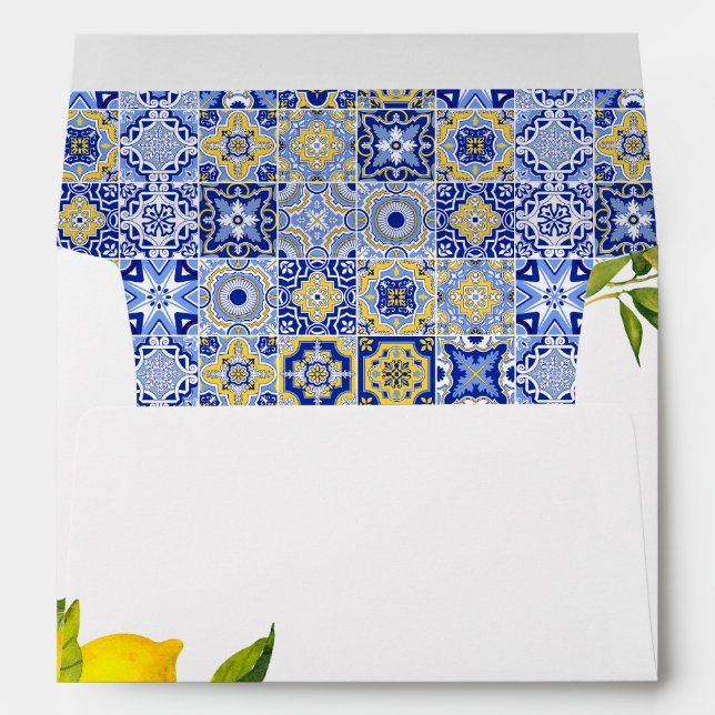 Lemon Mediterranean Boho Arch Bridal Shower Envelope (Back (Bottom))