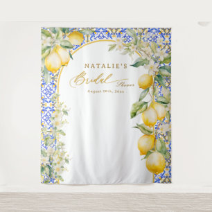 Lemon Mediterranean Bridal Shower Backdrop Photo Tapestry